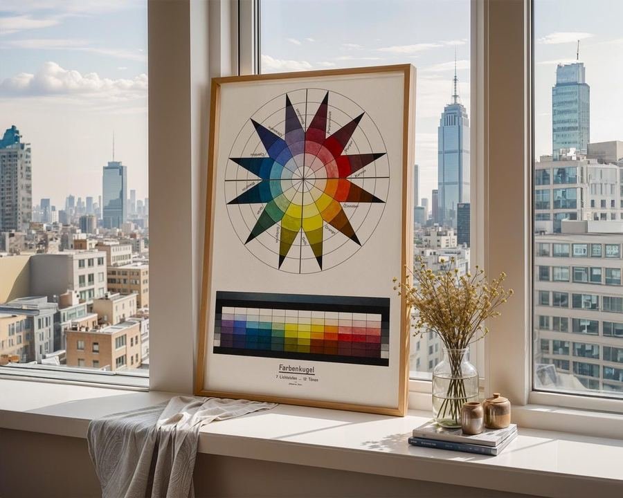 Johannes Itten colour wheel Bauhaus print displayed in a modern interior